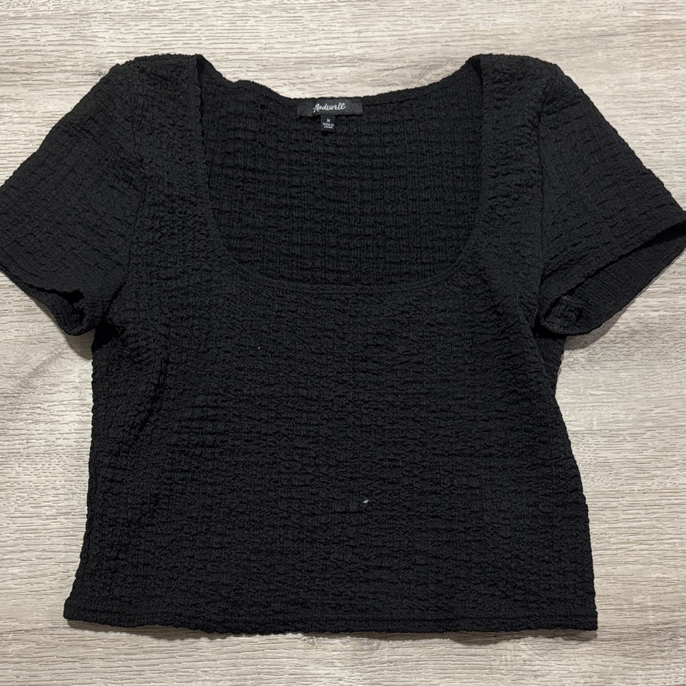 Madewell Black Textured Crop Top